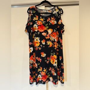 New York & Company Black Floral Mini Dress